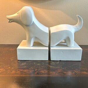 Jonathan Adler Dachshund Weiner Dog Bookends White Resin